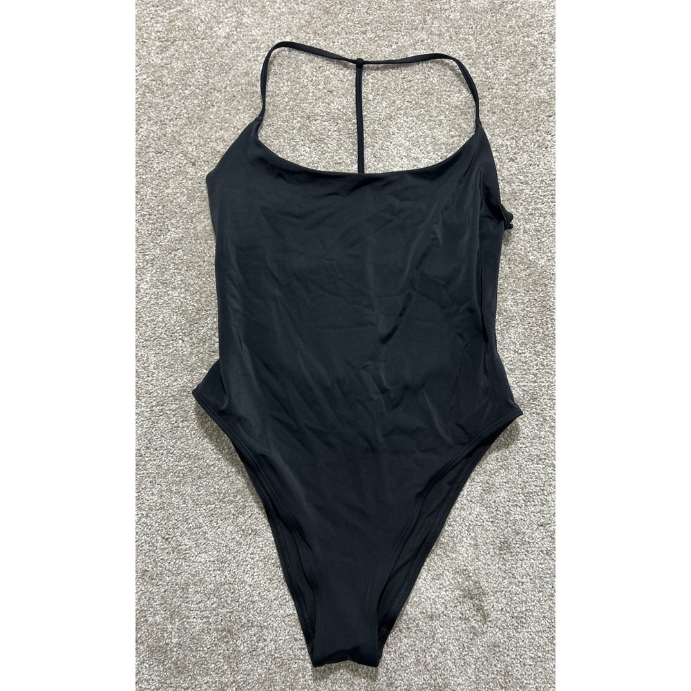 NEW Aerie Women's Large One Piece Black Strappy Back Cheeky Cut Swimsuit